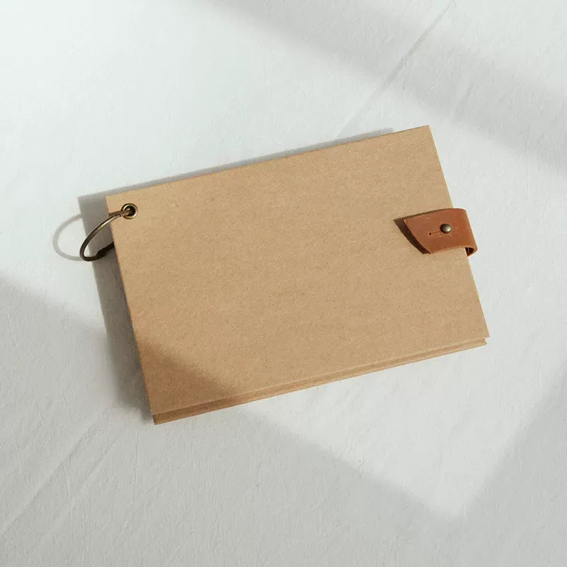 Refillable Kraft Paper Ring Notebook with Adjustable Leather Strap