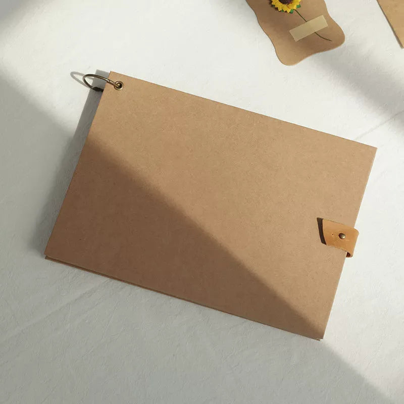 Refillable Kraft Paper Ring Notebook with Adjustable Leather Strap